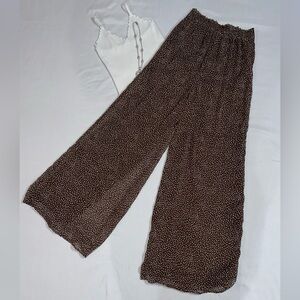 H&M Chocolate Wide-Leg Pants with Dots